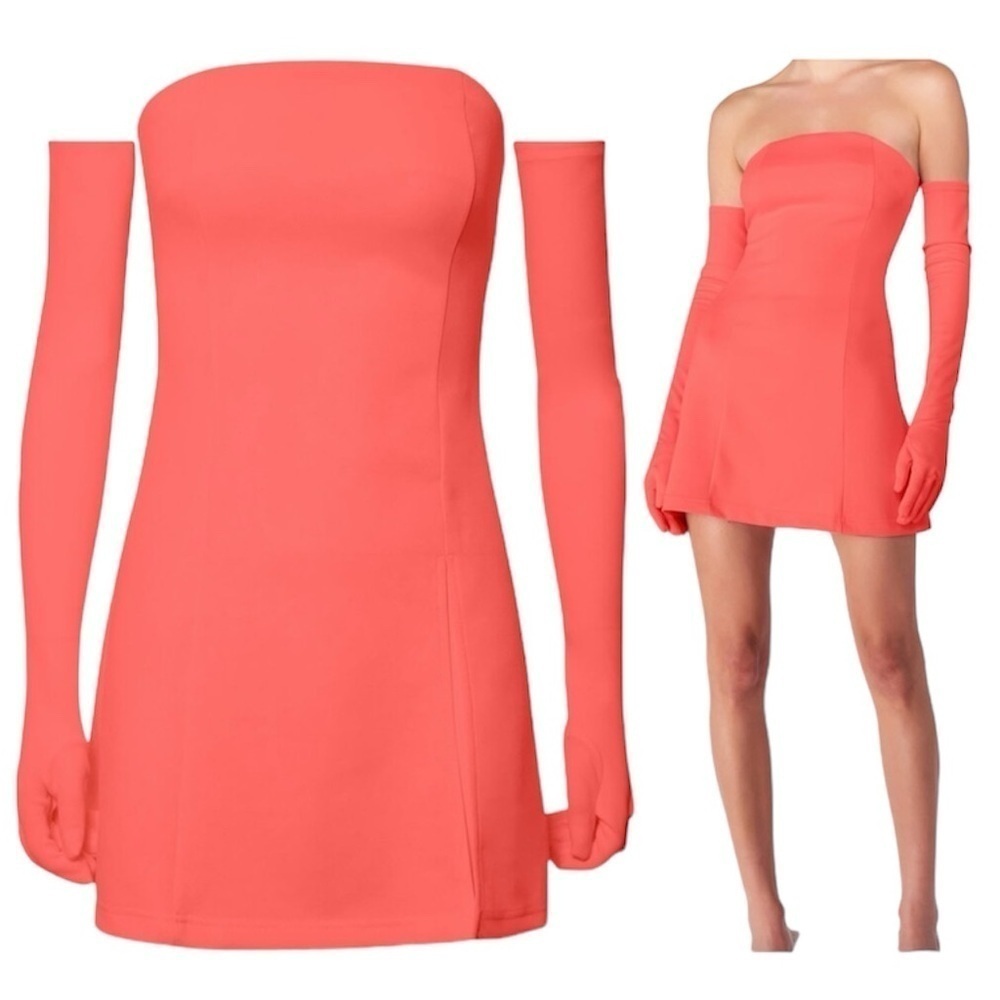 Miscreants London Cupid Slit Mini Dress in Neon Coral Sz UK 10 US 6 *NO GLOVES*